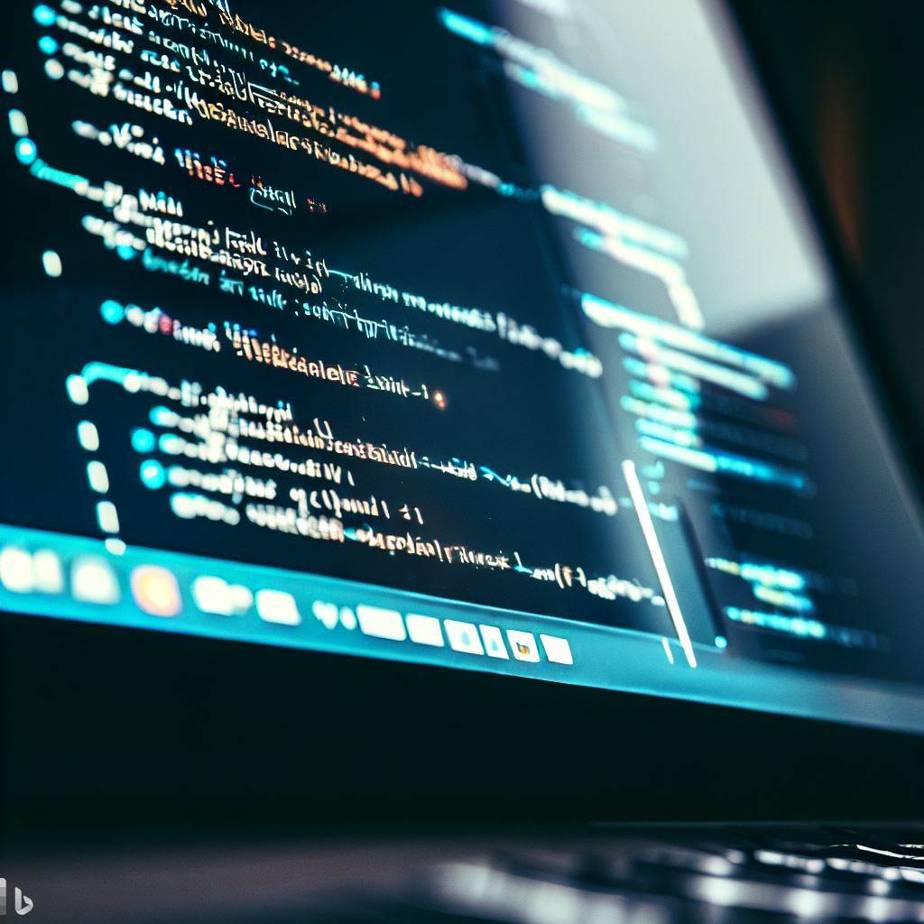 A laptop showing code and a web page